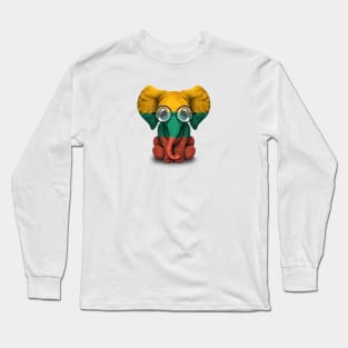 Baby Elephant with Glasses and Lithuanian Flag Long Sleeve T-Shirt